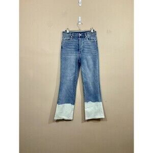 Blank NYC Womens The Baxter Ribcage Straight Leg Jeans 26 Blue Dip Dye High Rise